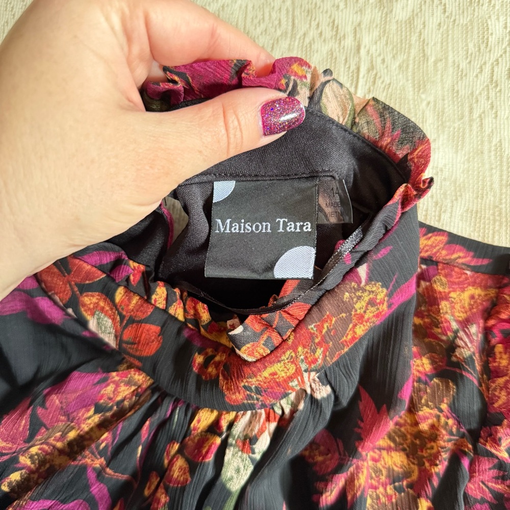 Madison Tara Serena mock neck floral mini long sleeve dress - Picture 3 of 10